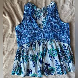 Blue floral blouse